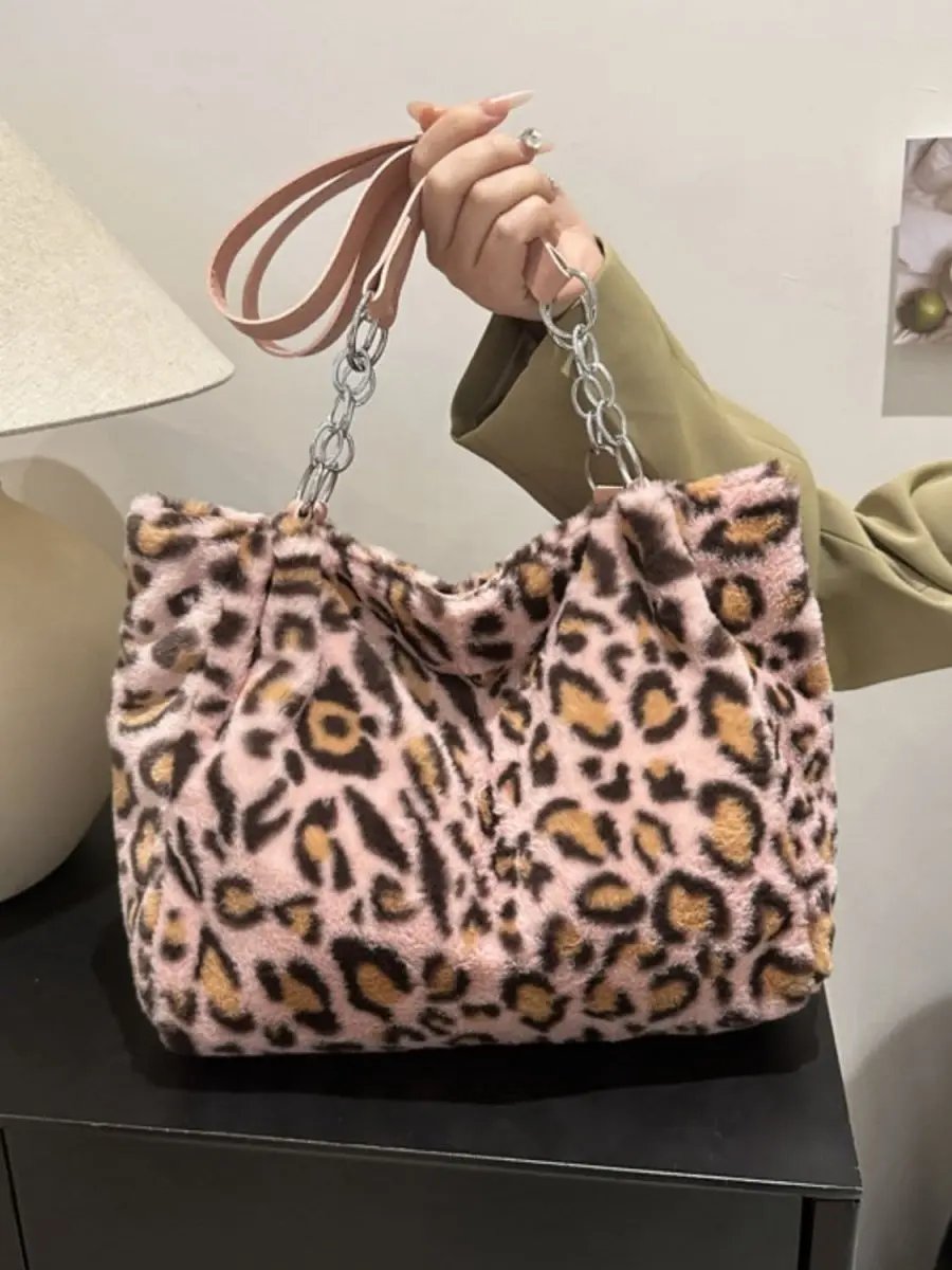 Faux Fur Leopard Shoulder Bag - Love Salve